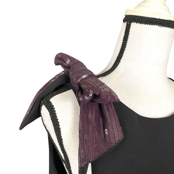 J Crew Sequin Bow Tank Top Shell Sz 4 Black Purple Holiday Top Minimalist - Picture 8 of 14